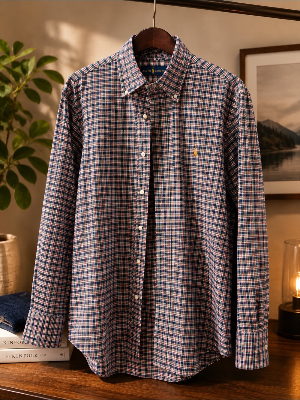 Ralph Lauren Men's Navy & Pink Check Button-Down Shirt